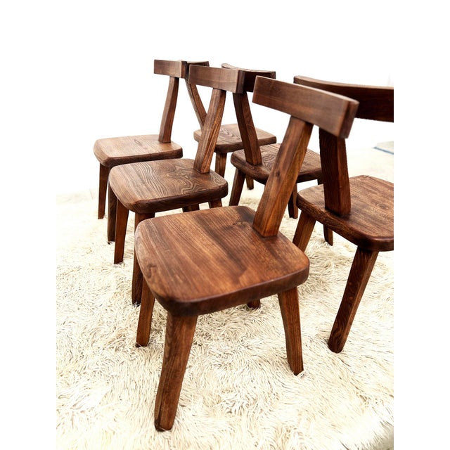 Vintage T Aranjou Chairs in Elm, 1960, Set of 6 For Sale - Image 12 of 18
