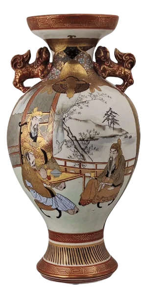 Antique Japanese Kutani Gilt Porcelain Vase, 1890s