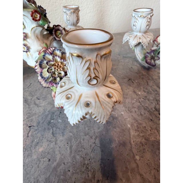Antique Von Schierholz German Porcelain Cherub Quadruple Candelabras - Two Units For Sale - Image 10 of 12