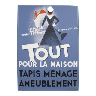 1980s French Poster - Tout Pour La Maison. Tapis, Menage, Ameublement (Everything for the Home. Rugs, Cleaning, Furniture) For Sale