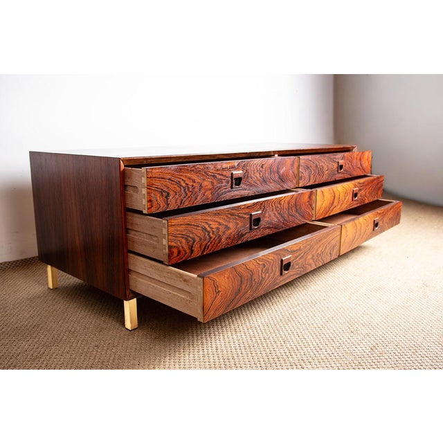 Low Danish Chest of Drawers in Rosewood by Erik Brouer for Brouer Møbelfabrik, 1960 For Sale - Image 9 of 15