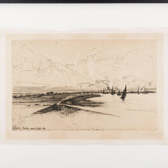 Etching on paper by Seymour Haden, titled “Marshes Opposite Erith." Signed and dated in the plate, lower left: S. Haden,...
