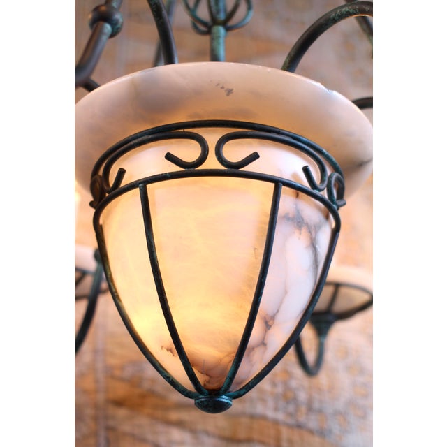 1980s 1980s-90s Alabaster Chandelier - Hanging Chandelier For Sale - Image 5 of 18