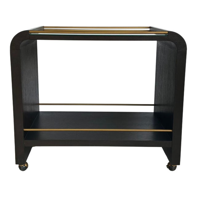 Worlds Away Modern Myer Waterfall Edge Bar Cart For Sale