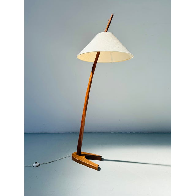 Mid-Century Modern Vintage Teak Dornstab Floor Lamp by J.T. Kalmar & A. Pöll , Austria, 1947 For Sale - Image 3 of 17