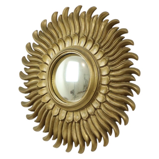 Vintage Sunburst Mirror in Gold Resin, 1960s For Sale - Image 14 of 14