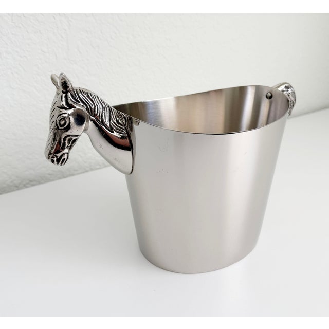 Early 21st Century Vintage Equestrian Ice Bucket, Pewter & Stainless Steel For Sale - Image 5 of 10