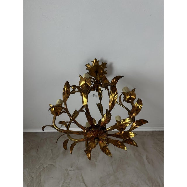 Vintage Italian Brass Chandelier, 1950s For Sale - Image 4 of 10