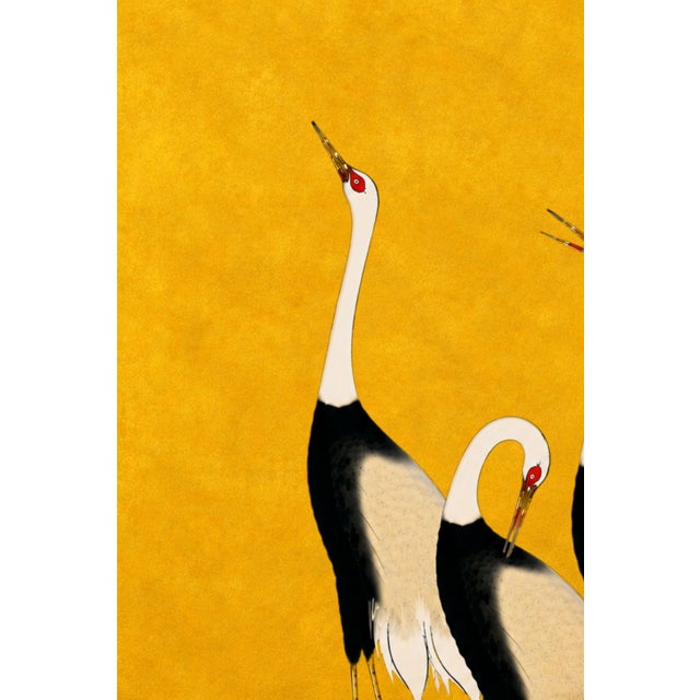 Japanese Japanese Crane Wall Art, Gold Decorative Bird Print, 40" X 60" For Sale - Image 3 of 11