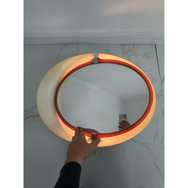 Glass Italian Space Age Adjustable and Backlit Mirror from Allibert, 1970s For Sale - Image 7 of 18