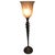 Spiral Cut Bronze Toned Torchiere Buffet Lamps With Tiger Striped Amber Glass Shades - A Pair For Sale - Image 9 of 13
