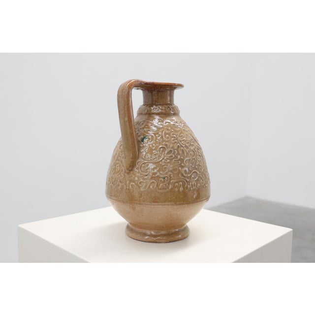 Salt-Glazed Stoneware Jug with Relief Decoration from Perignem, Belgium, 1960s For Sale - Image 4 of 12