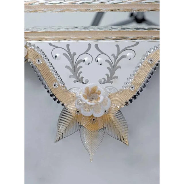 Venetian Mirror in Murano Glass with Golden Flowers, 1980 For Sale - Image 9 of 12