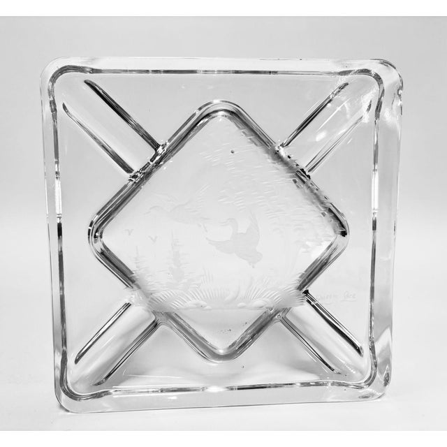 Queen Lace Cut Crystal Ashtray Trinket Dish With Etched Wild Geese, Circa 1970s For Sale - Image 11 of 15