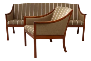 Set of Danish Lounge Chair and 3-Seater Sofa by Ole Wanscher for PJ Møbler, 1960s