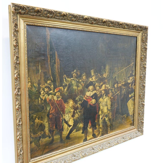 Black "The Night Watch" by Rembrandt – Print of Original Oil Painting on Canvas – 39.5" X 33" For Sale - Image 8 of 8