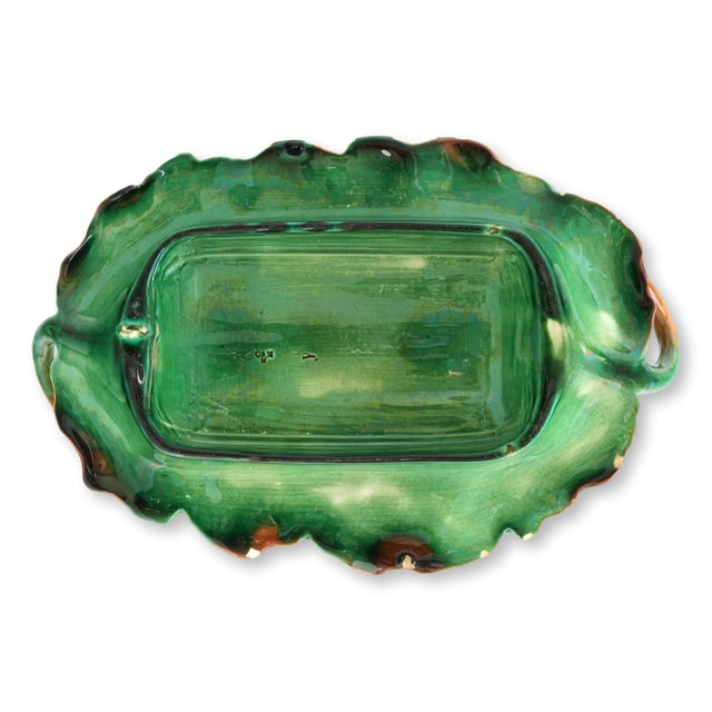 Late 19th Century Antique French Creil Et Montereau Barbotine Majolica Asparagus Cradle For Sale - Image 5 of 8