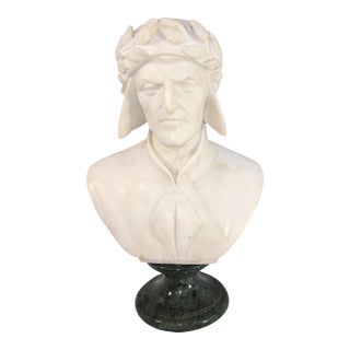 Antique Hand Carved Marble Statue of Dante For Sale