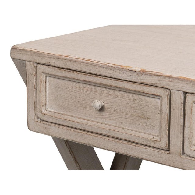 Campaign X-Frame Writing Desk in Stone Grey For Sale - Image 11 of 12