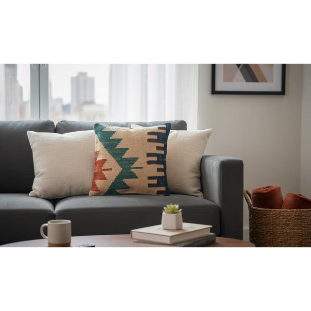 16x16 Vintage Kilim Pillow Cover – Geometric Southwest Pattern For Sale In New York - Image 6 of 8