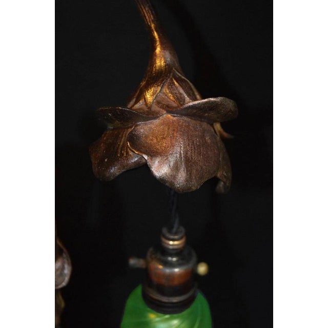 Art Nouveau French Figural Bronze Desk Lamp & Inkstand from Louis Cahuzac, 1920 For Sale - Image 11 of 18