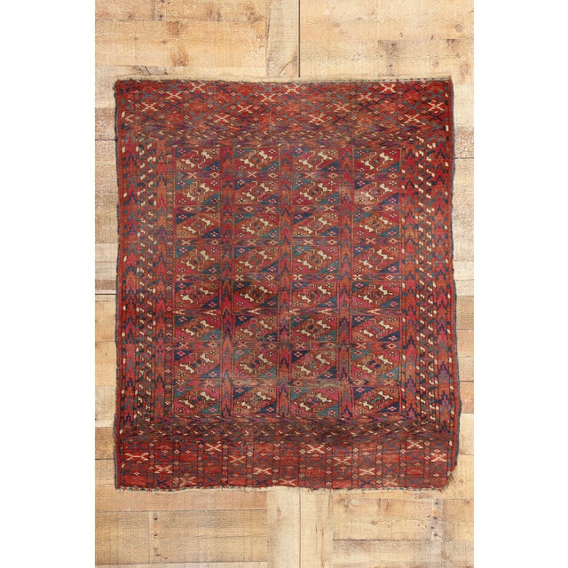 1890's Antique Turkoman Tekke Rug - 03'06 X 04'03 For Sale - Image 9 of 9