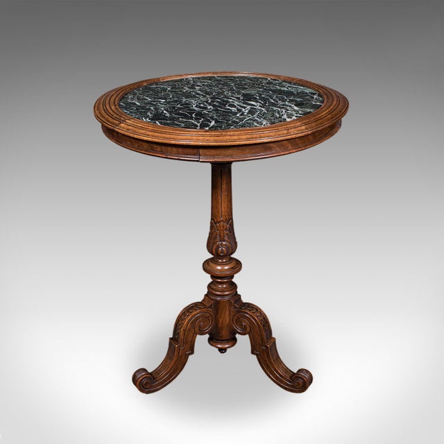 Our Stock # 26210 This is an antique decanter table. An English, walnut and marble wine or cocktail table, dating to the...