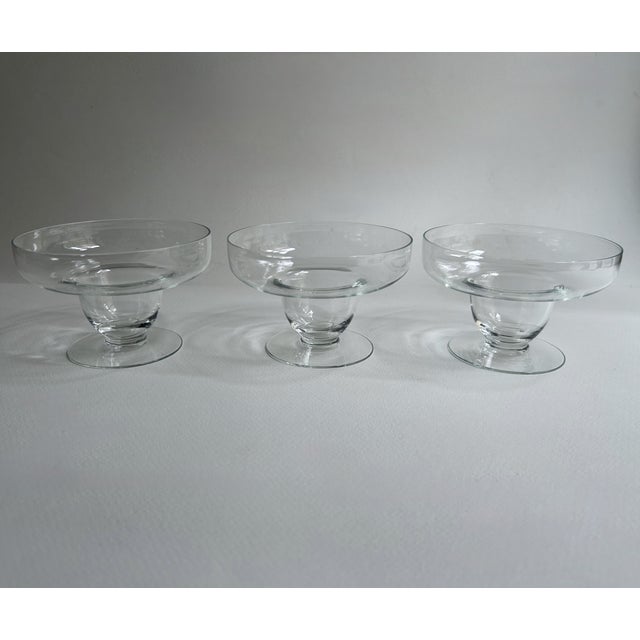Mid 20th Century Wide Clear Glass Pedestal Dishes - Set of 6 For Sale - Image 4 of 13