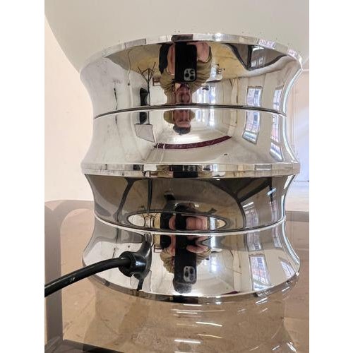 Silver Table Lamp in Chrome and Opal Glass from VEB Narva For Sale - Image 8 of 11