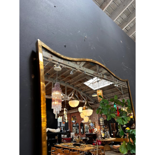 Vintage Italian Sculptural Brass Wall Mirror Italy 1970s For Sale In Los Angeles - Image 6 of 7