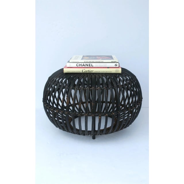 Mid 20th Century Franco Albini Attributed Black Wicker Rattan Ottoman Pouf or Footstool For Sale - Image 5 of 13