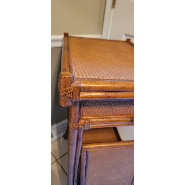 1920s Art Deco Bamboo and Rattan Side Table For Sale In Cleveland - Image 6 of 17
