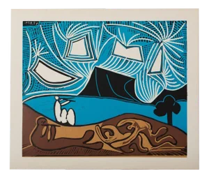 Pablo Picasso, Bacchanal in the Starry Sky, Linocut, 1962
