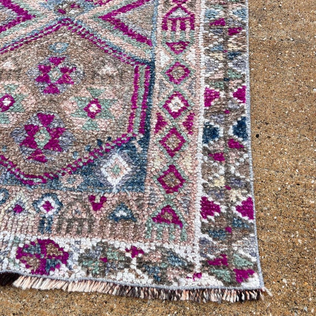 Purple 1960s Purple Distressed Herki Runner 2’7x10’ For Sale - Image 8 of 10