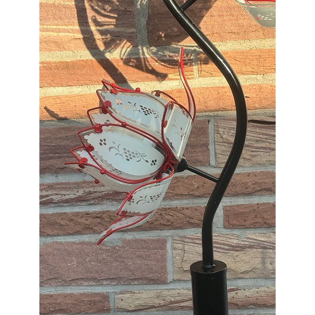 1970s Vintage Metal and Glass Floor Lamp with Lotus Flower Shade, 1970s For Sale - Image 5 of 10