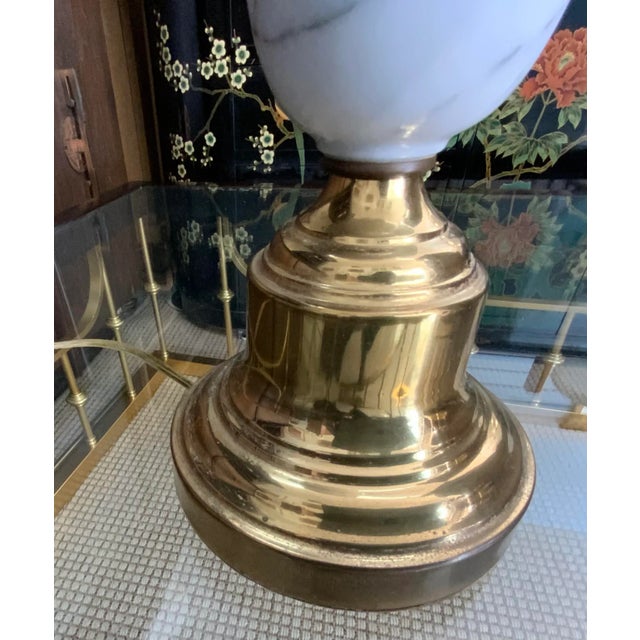 Gold Mid 20th Century Marble and Brass Lamps - a Pair For Sale - Image 8 of 8