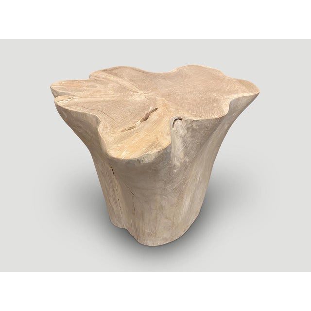 Andrianna Shamaris St. Barts Bleached Teak Side Table or Pedestal For Sale - Image 16 of 18
