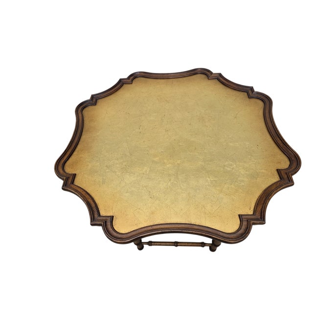 Vintage Faux Bamboo Coffee Table Gold Leaf Italian Regency For Sale In Philadelphia - Image 6 of 15