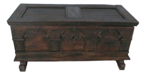 Antique German Dark Oak Trunk