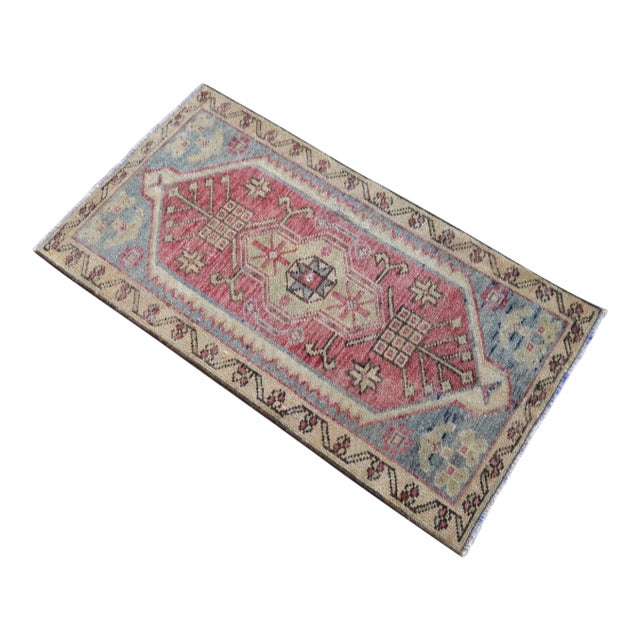 Hand Knotted Door Mat, Entryway Rug, Bath Mat, Kitchen Decor, Small Rug, Turkish Rug - 1′8″ × 3′2″ For Sale