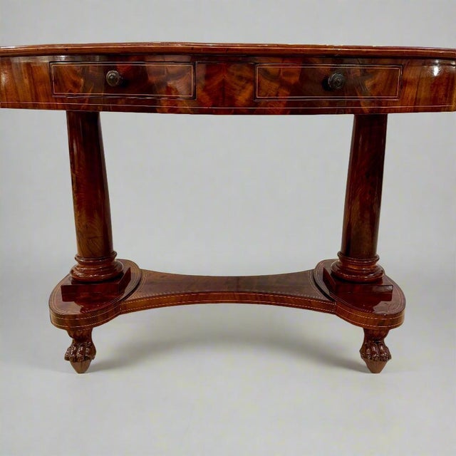 Early 19th Century Biedermeier Period Oval Library Table desk Germany For Sale - Image 10 of 18