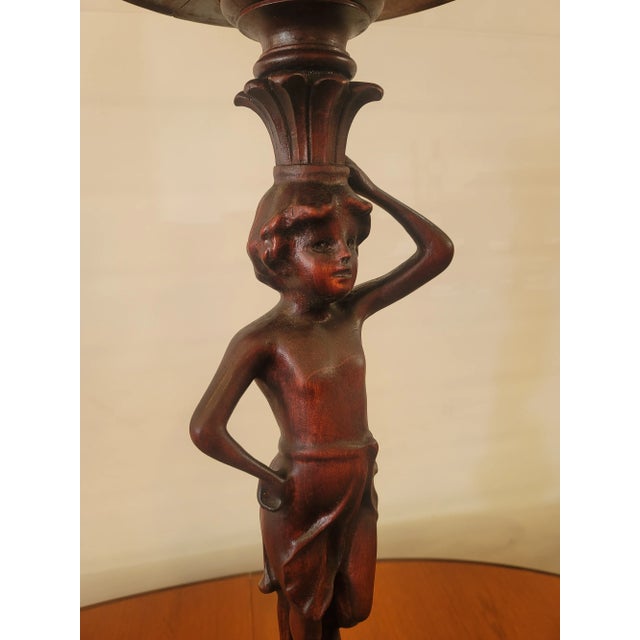 Figurative Antique Italian Carved Figural Lady Pedestal Table Roman For Sale - Image 3 of 7