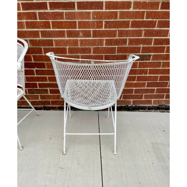 1960s Set of 4 Attributed Woodard Salterini MCM Barrel Back Patio Dining Chairs For Sale - Image 10 of 11