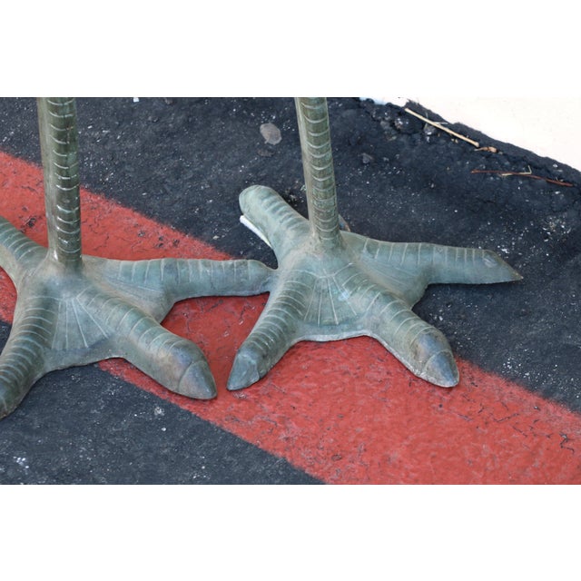 Pair of Contemporary Verdigris Bronze Crane Sculptures, 21st Century Garden Statues For Sale - Image 11 of 18