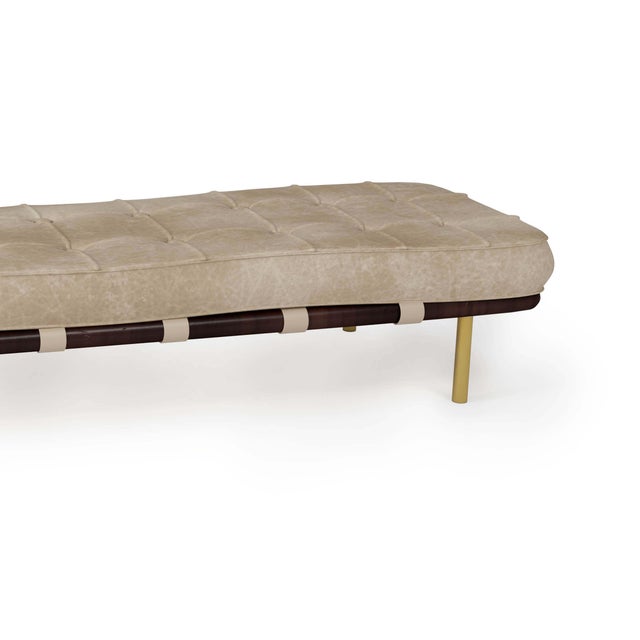 Regina Andrew Tufted Leather Gallery Bench, Cappuccino For Sale - Image 4 of 7
