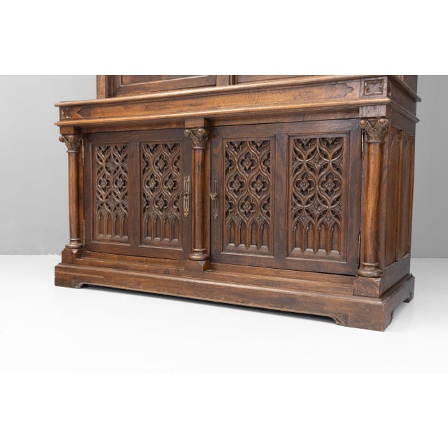 Antique Gothic Bookcase, 1880 For Sale - Image 6 of 14