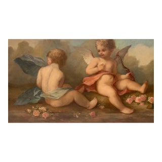 19th C. French Oil on Canvas Painting of Cupids Playing For Sale