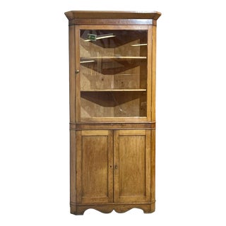 19th Century English Corner Cabinet in Oak, Mahogany, and Fir For Sale
