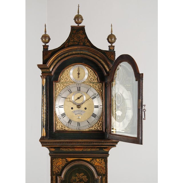 Chinoiserie grandfather clock england (london) painted oak mid-18th century dimensions: h × w × d: 236 × 48 × 24 cm...