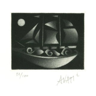 Boat - Original Etching on Paper by Mario Avati - 1970s 1970s For Sale